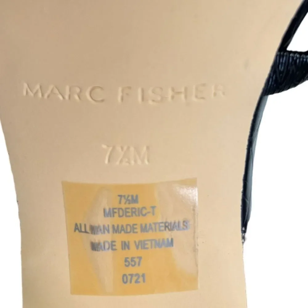 Marc Fisher Deric 2 Croc Embossed Square Toe Ankle Strap Heel