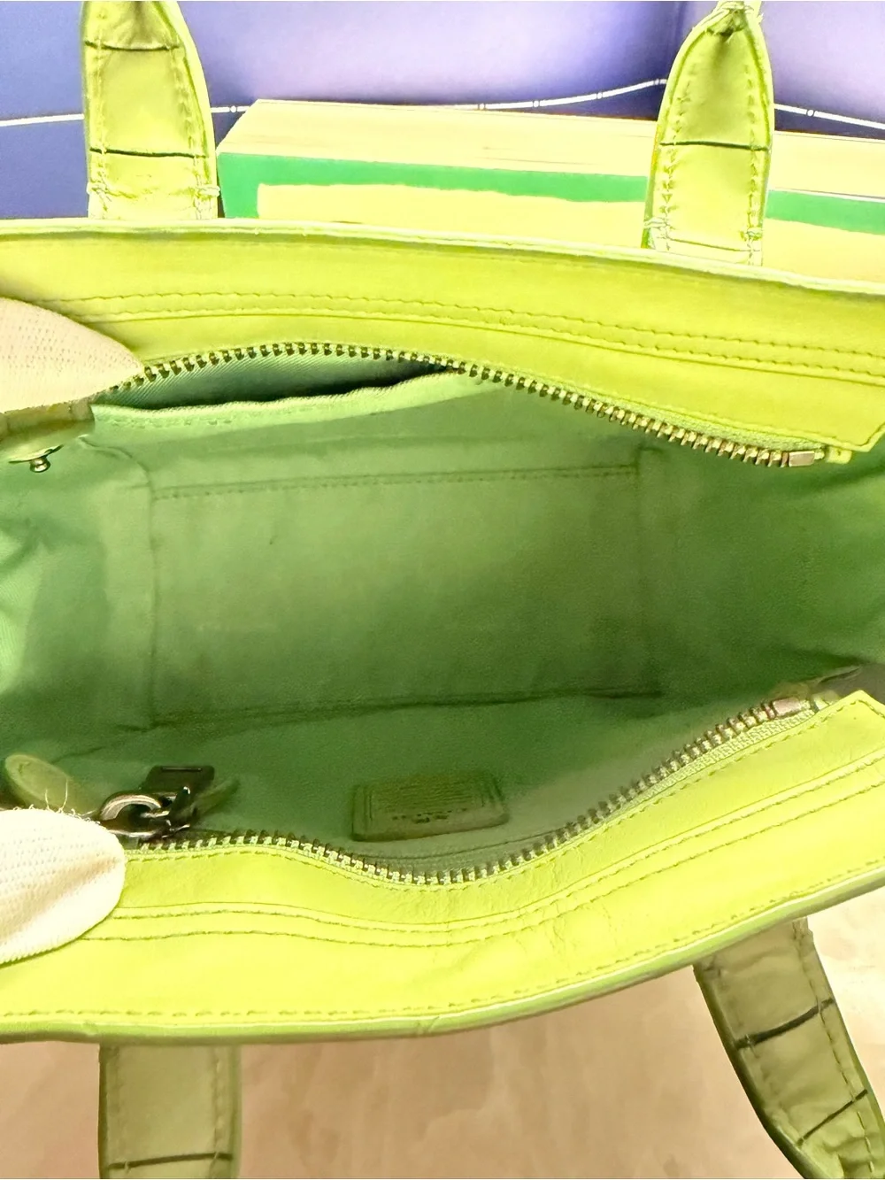 Coach Swagger 21 Exotic Green Croc-Embossed Structured Top-Handle Satchel