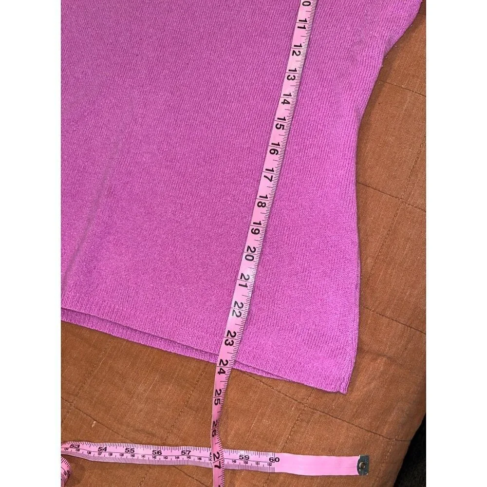 Ann Taylor Hot Pink 100% Cashmere V-Neck Pullover Sweater Women's Size M