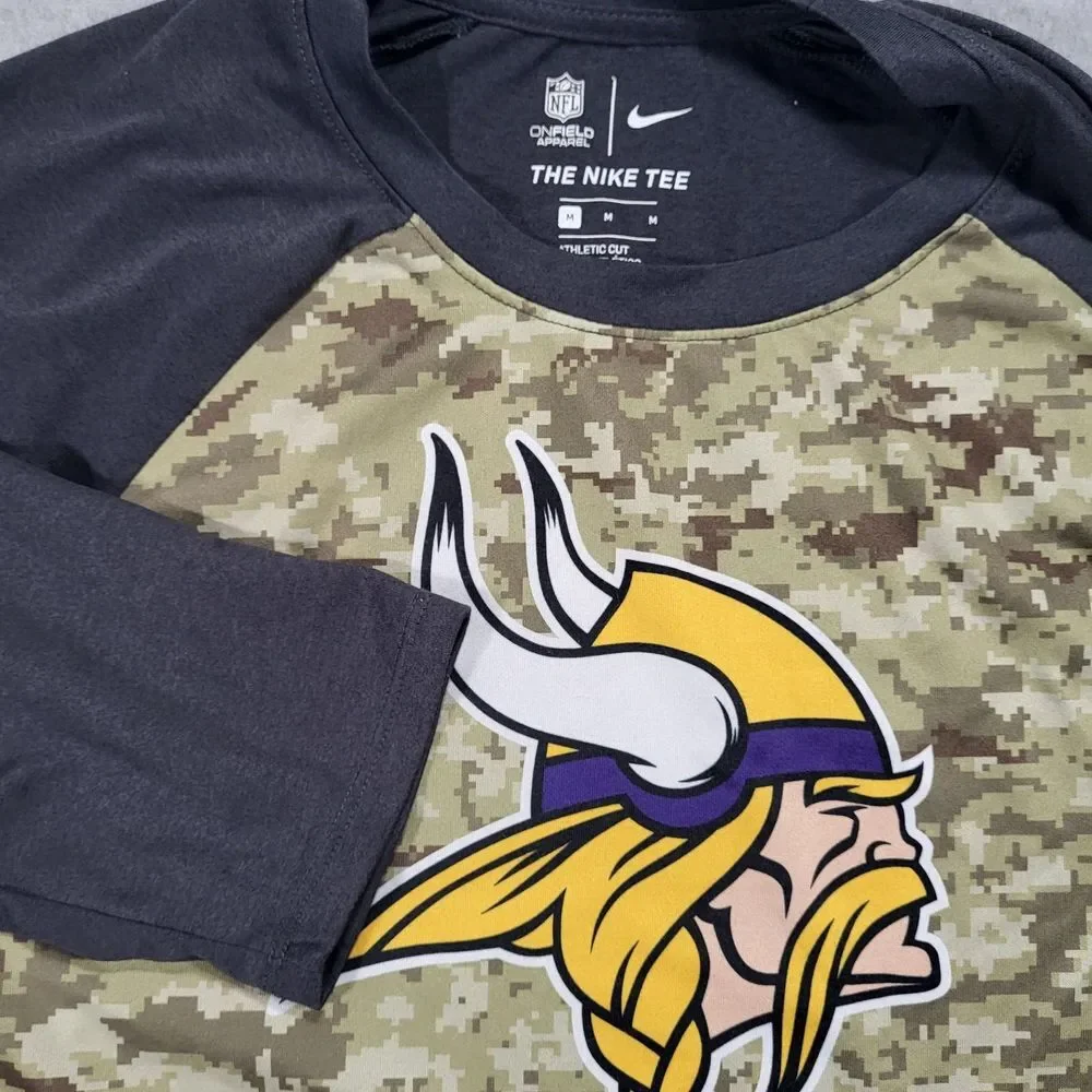 Minnesota‎ Vikings Nike On Field Salute To Service Mens Medium 3/4 Sleeve Shirt