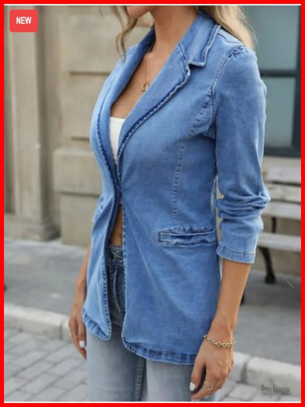 Oversized Denim Jacket Button Up Long Sleeve Casual Blazer Women