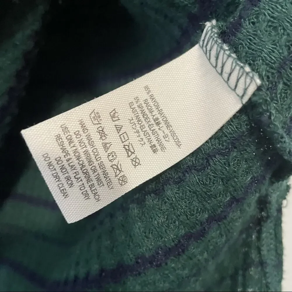 Free People We the Free green stripe turtleneck hi low top oversized XS