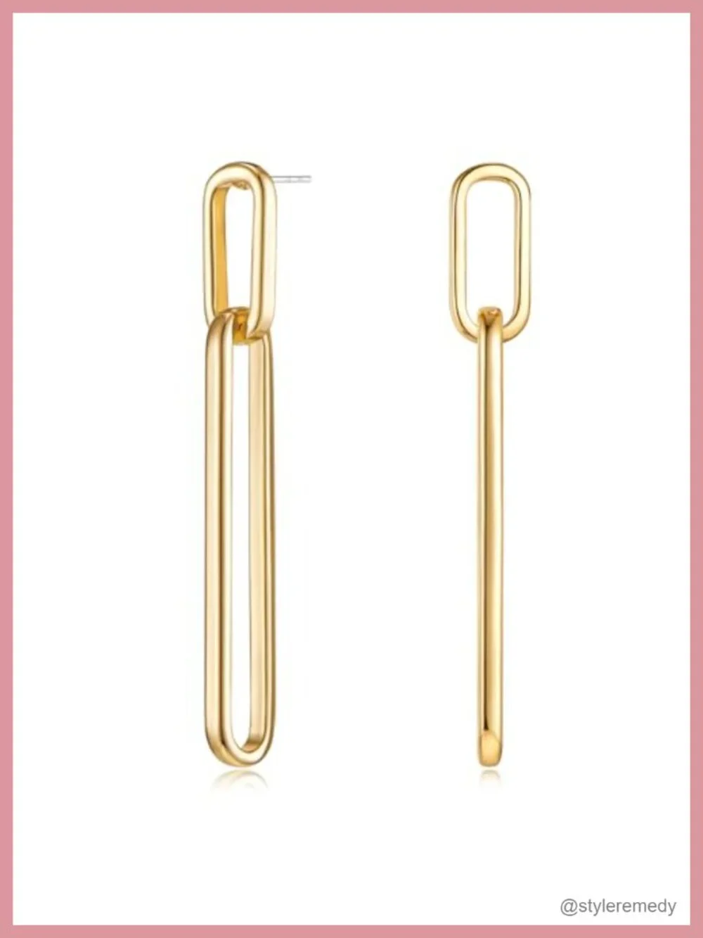 Geometric Link Drop Dangle Earrings - Gold Silver Brass