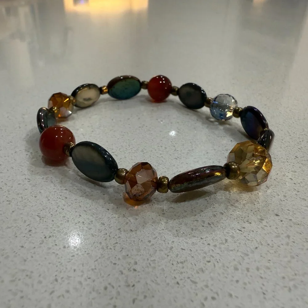 Mixed Materials Glass and Stone Bracelet
