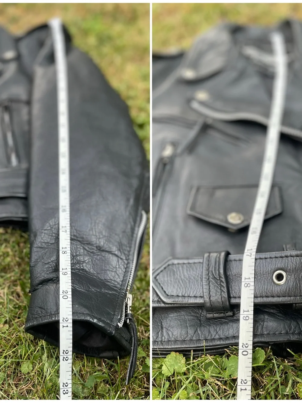 Vintage Custom painted Cropped Moto Biker Leather Jacket Motorcycle XS S