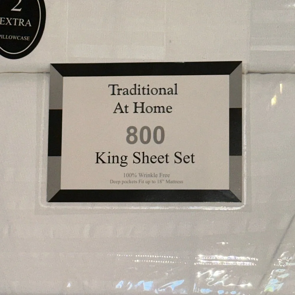 Transitional at Home King 6pc Sheet Set Embossed Stripes White as Snow