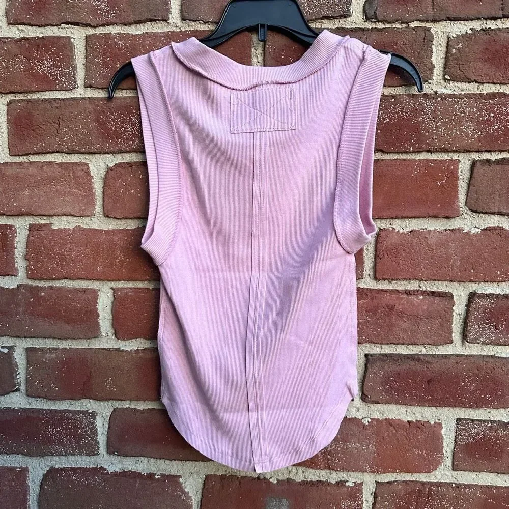 Free People We The Free Kate Ribbed Tank Pink Stretch Top XS NEW