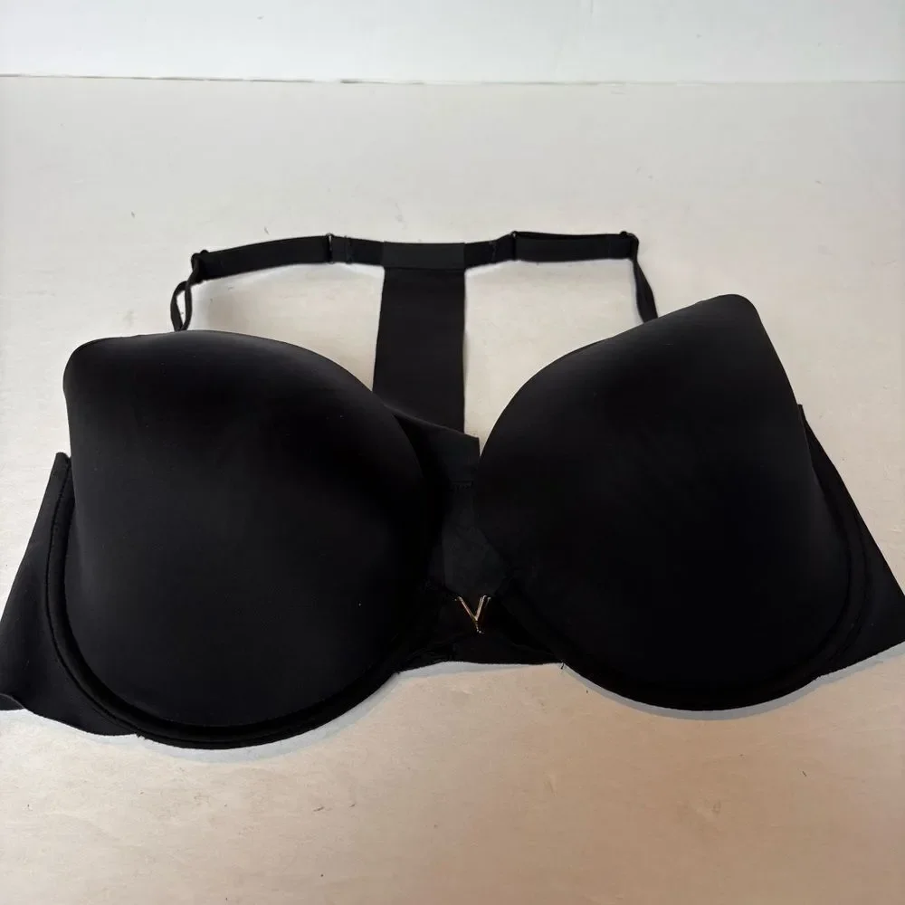 Victoria's Secret Black Racerback Bra Lined Demi Front-Close Size 36DD UW