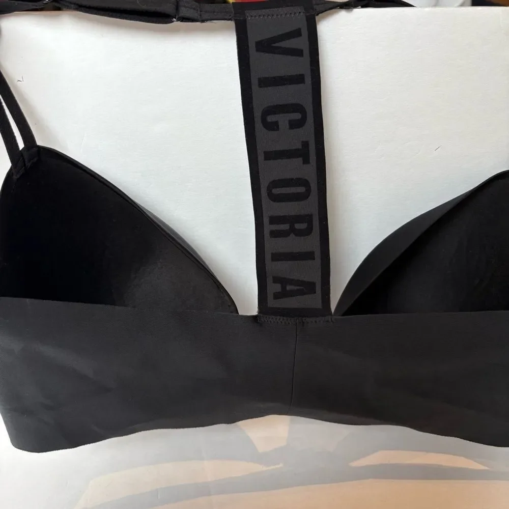Victoria's Secret Black Racerback Bra Lined Demi Front-Close Size 36DD UW