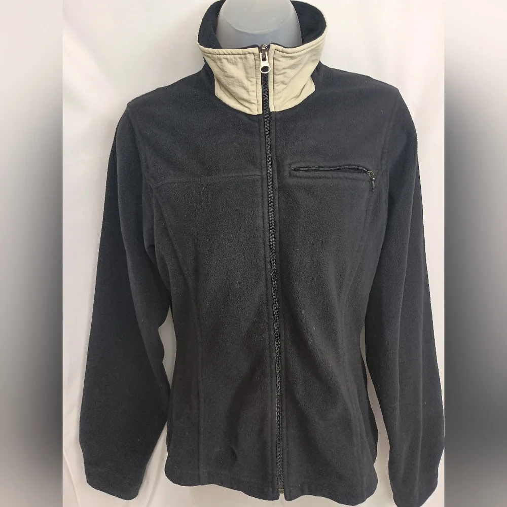 NORTH FACE Black Fleece Winter Jacket with Cream‎ Collar (#1,544)(C)