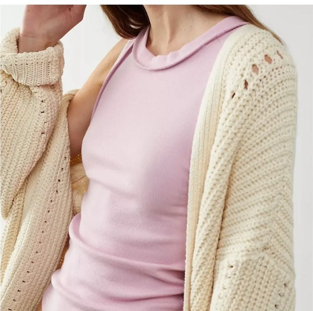 Free People X We The Free Kate Ribbed Tank Pink Sleeveless Stretch Top S NEW