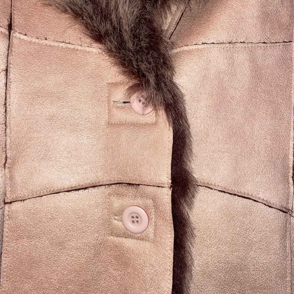 Marvin Richards Vintage Y2k Penny Lane Tan Teddy Jacket with Fur Trim