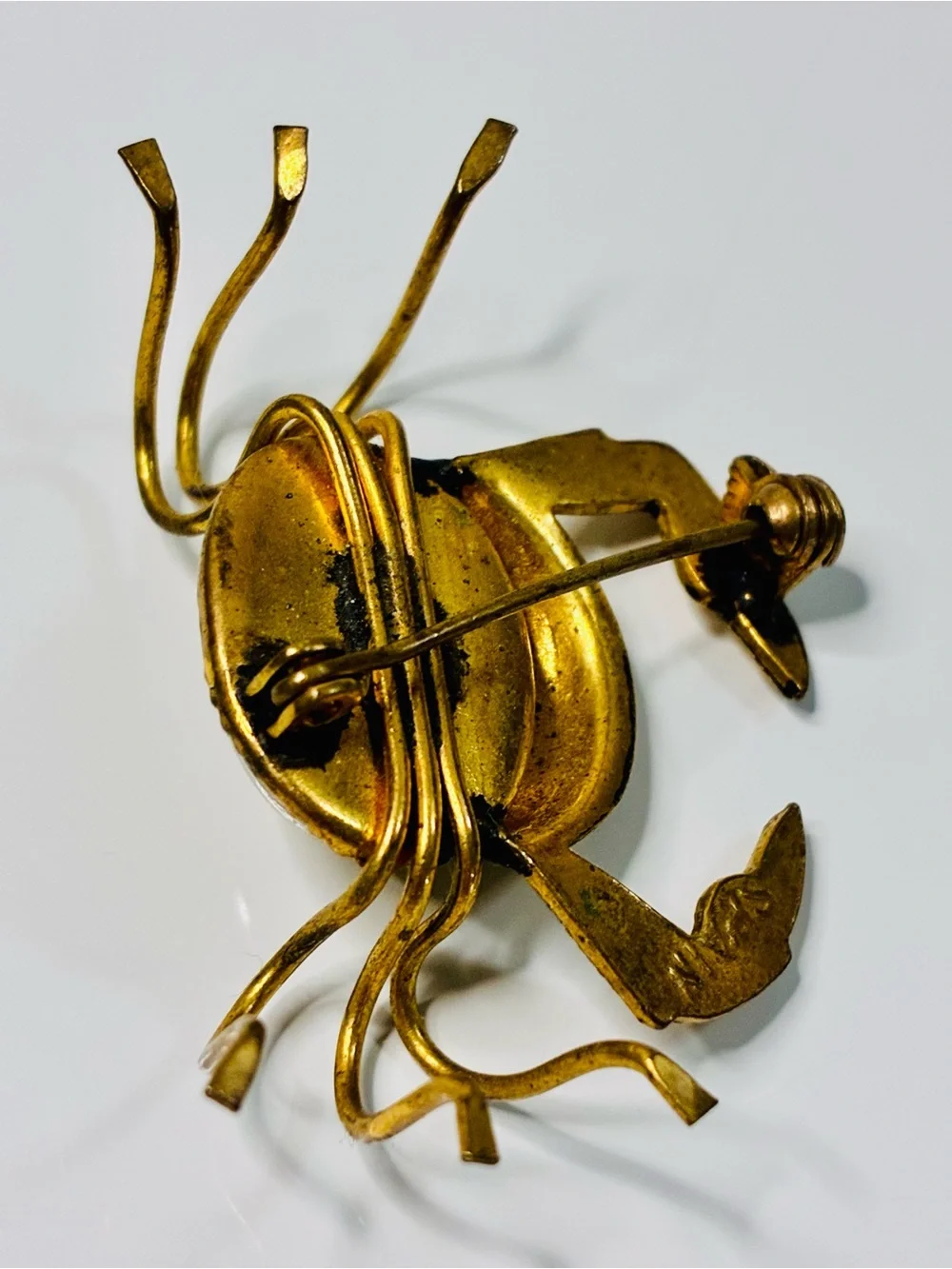 Vintage Spanish Damascene Crab Brooch Signed SPAIN Nautical Vacation Summer