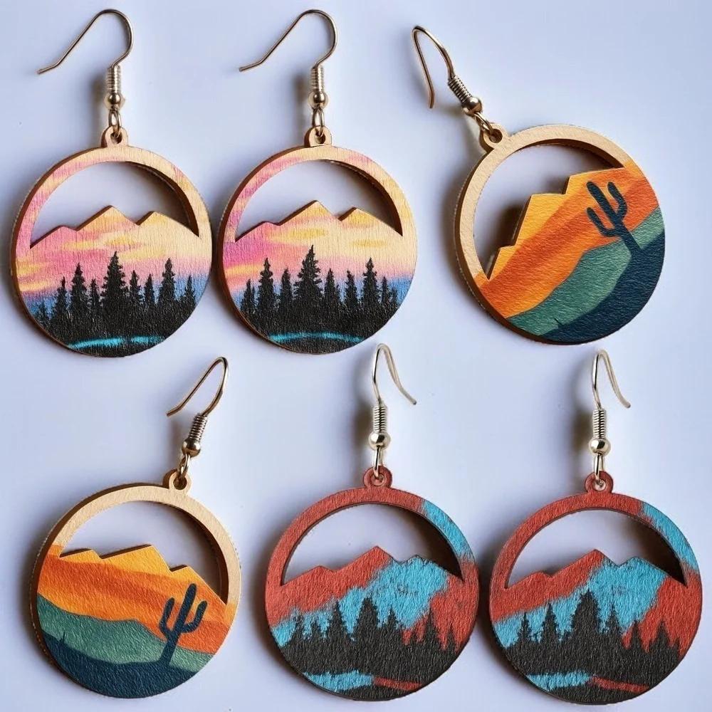 Elevate Your Adventure: Mountain Dangle Earrings for Nature Lovers! 🏜️NWT Cactus