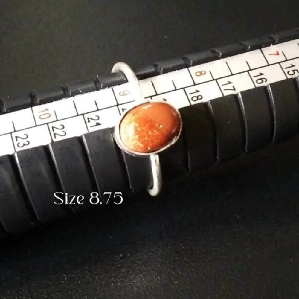 2/$25!!! Dainty Minimalist - Copper Goldstone 8.75 - Semi-Precious Stone Rings