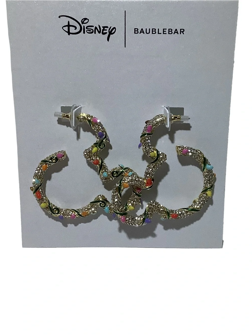 BaubleBar x Disney Mickey Christmas Lights Outline Earrings New