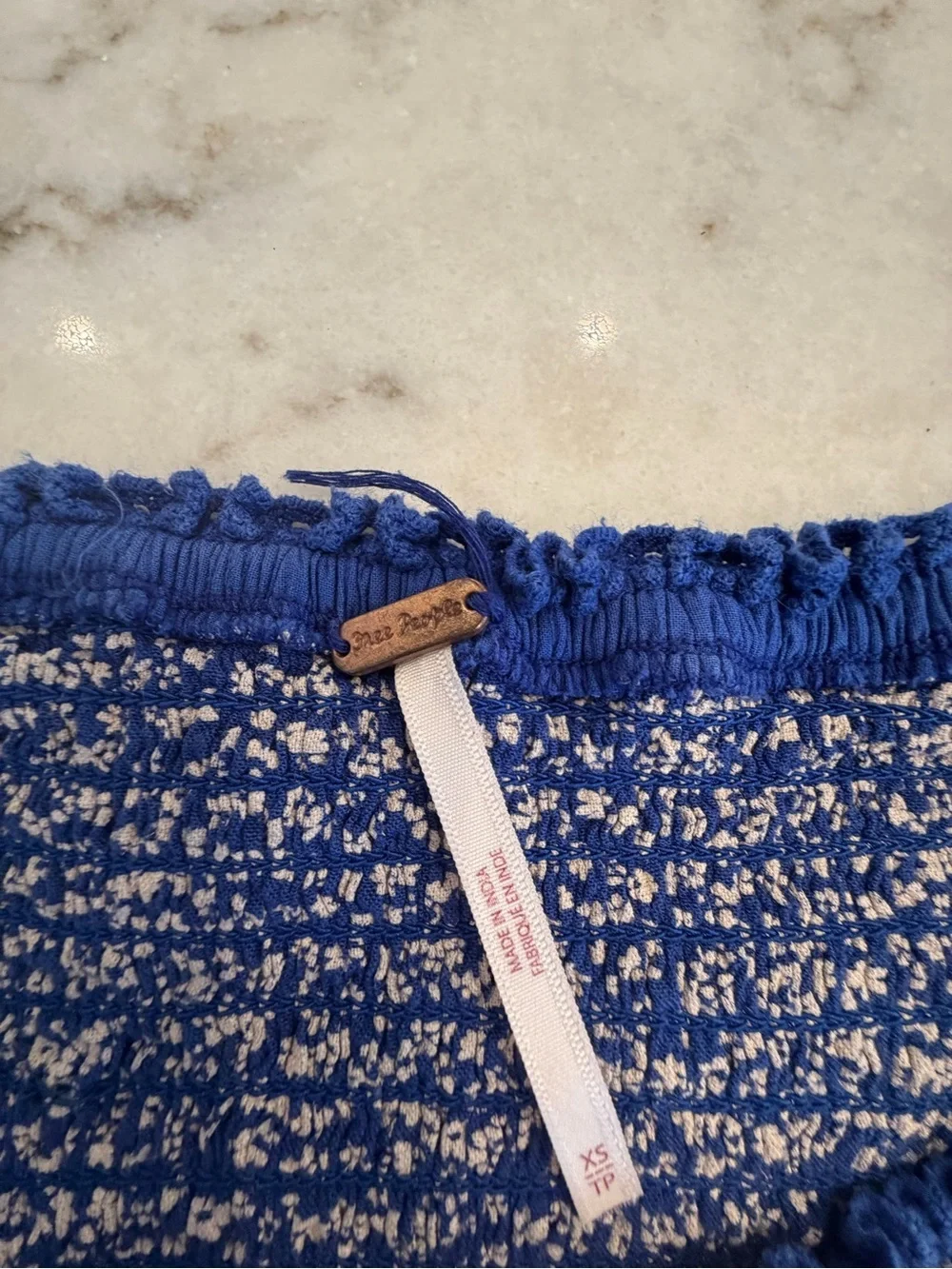 Free People Blue Floral Cropped Peasant Top! XS