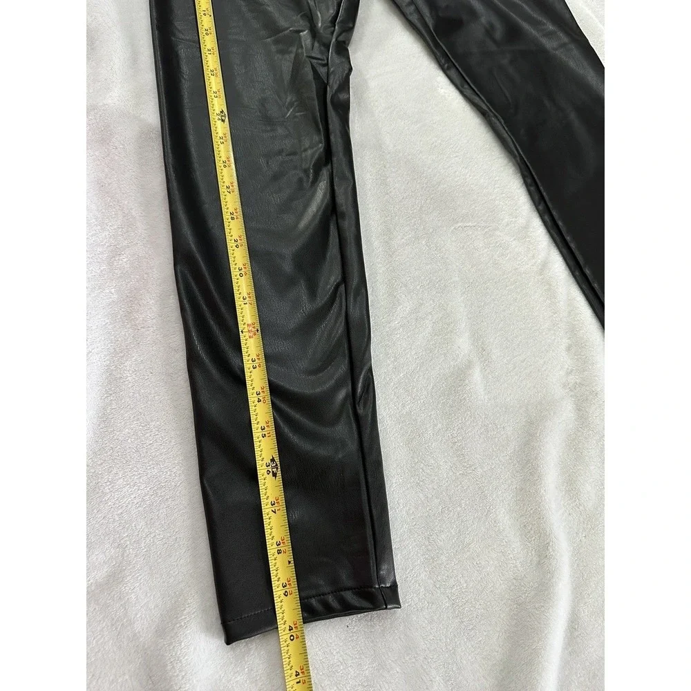 HM Womens High Waisted Black Faux Leather Leggings Slim Fit Size‎ L New NWT