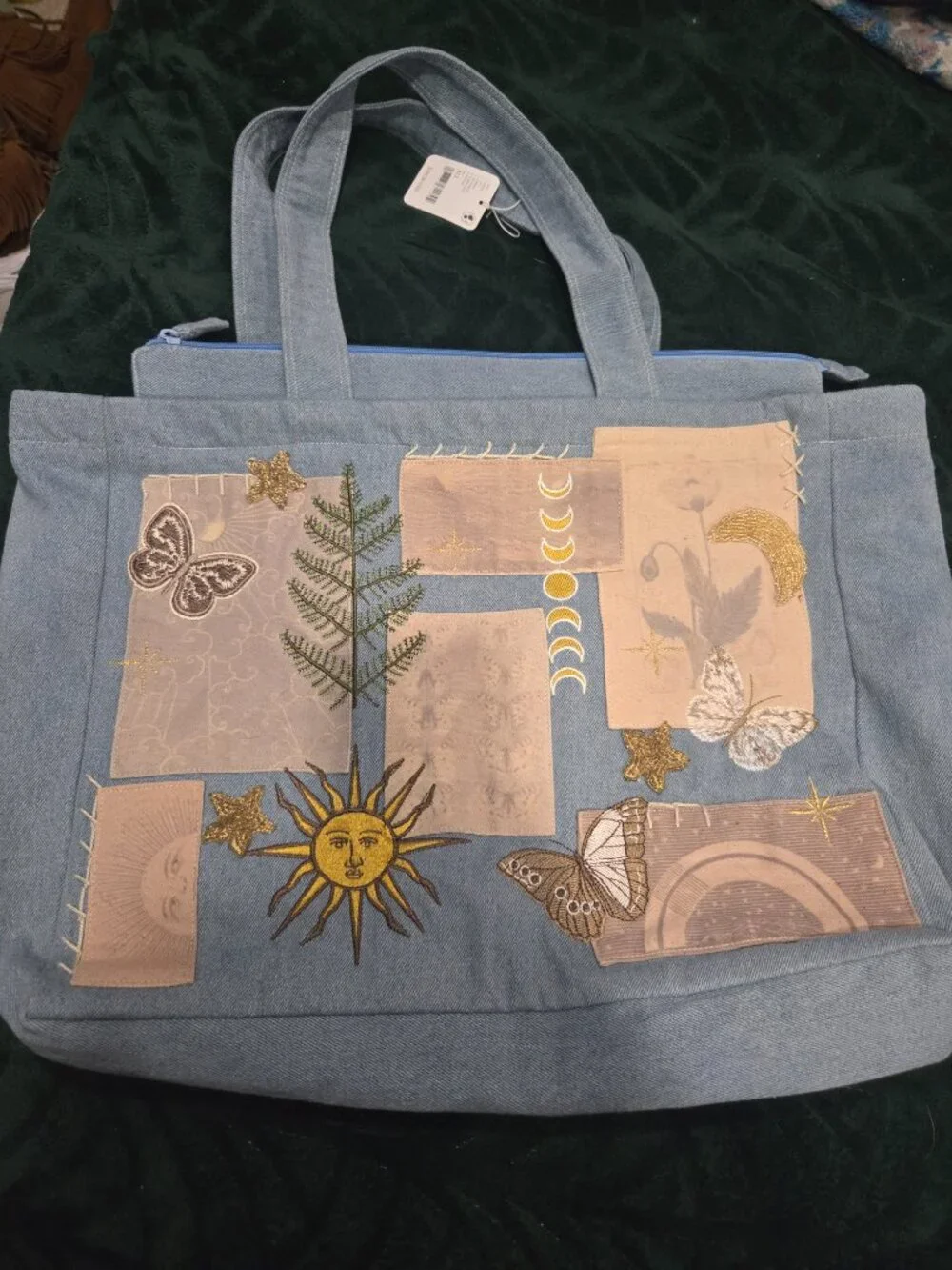 Free people x denim and bone denim patchwork tote bag NWT 2 available