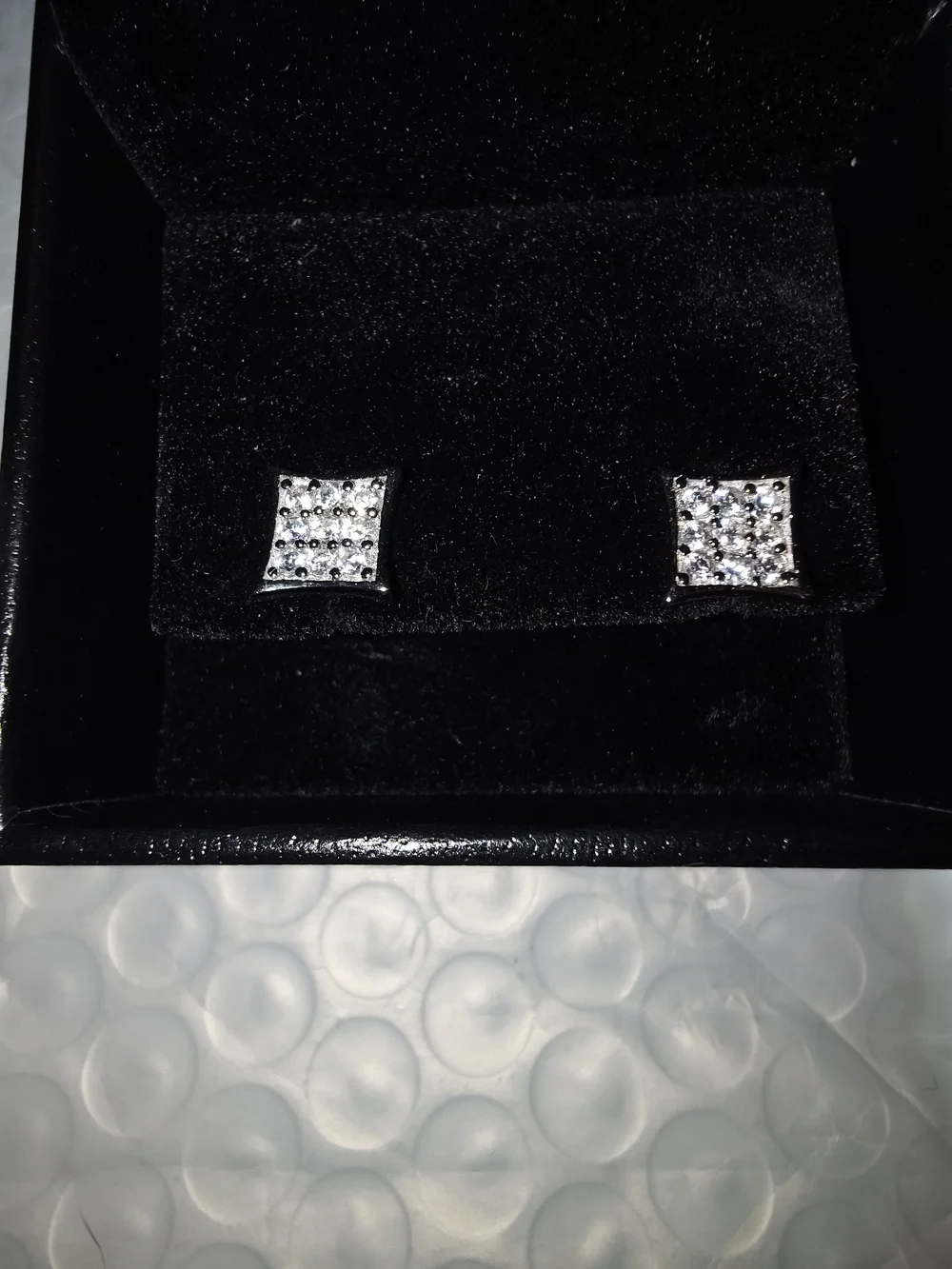 Sterling Silver 2 Grams Moissanite Square Cubic Stud Earrings