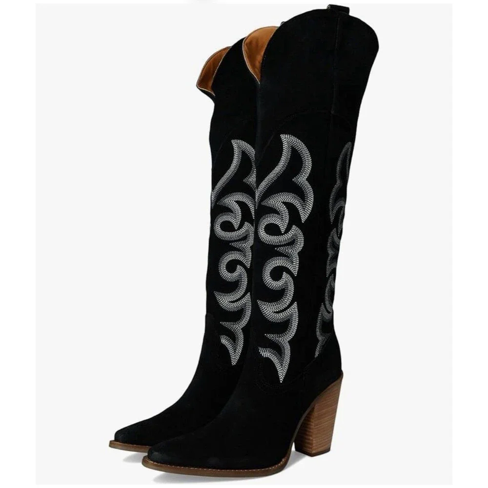 Dingo Womens Primadonna Embroidered Snip Toe Zippered Casual Boots-Over Knee 9.5