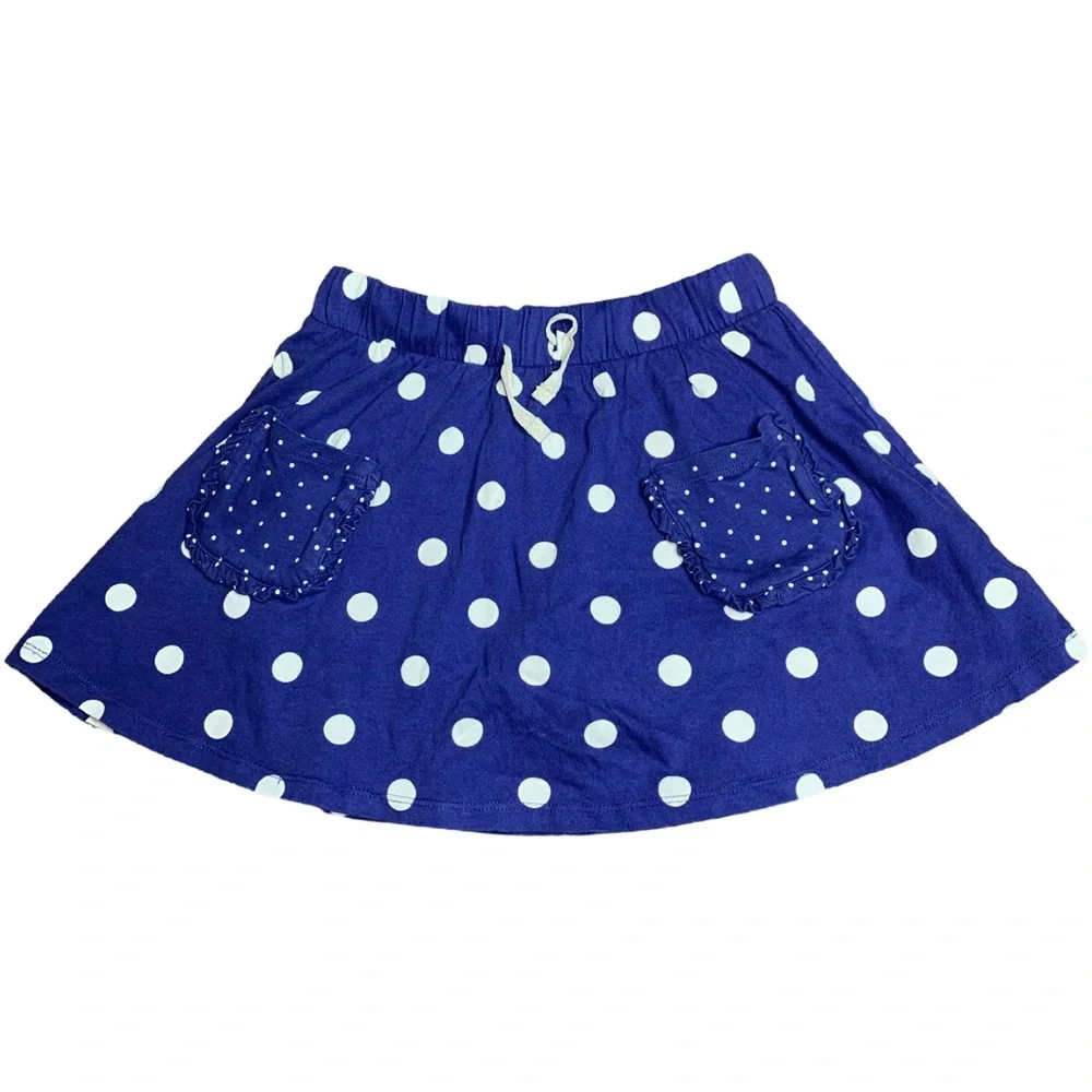 Mini Boden Girls Size 9-10Y Blue Skort Polka Dots Skirt 100% Cotton