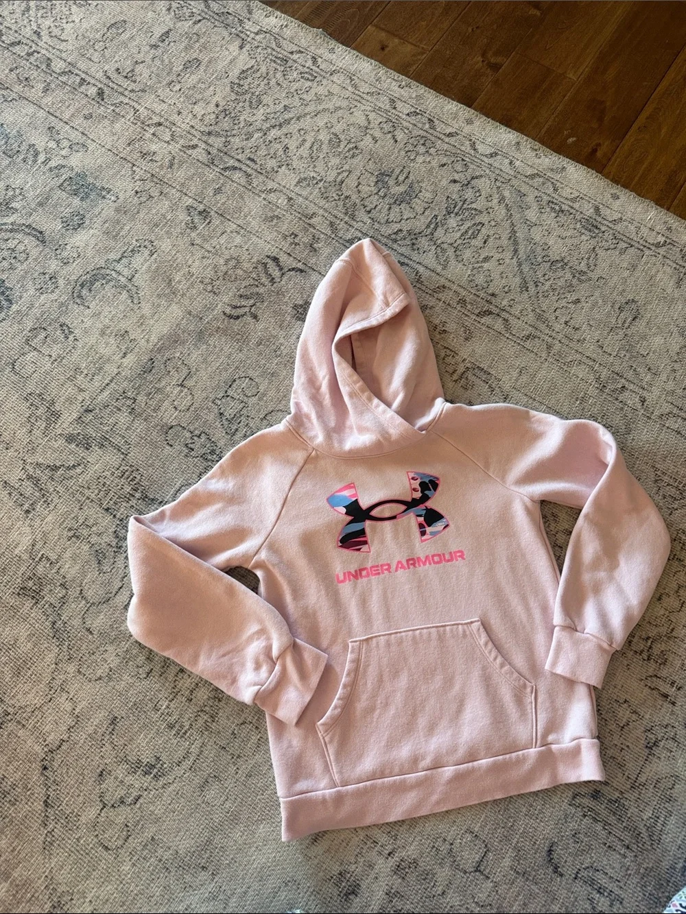 Under Armour Light Pink Hoodie with Patterned Logo