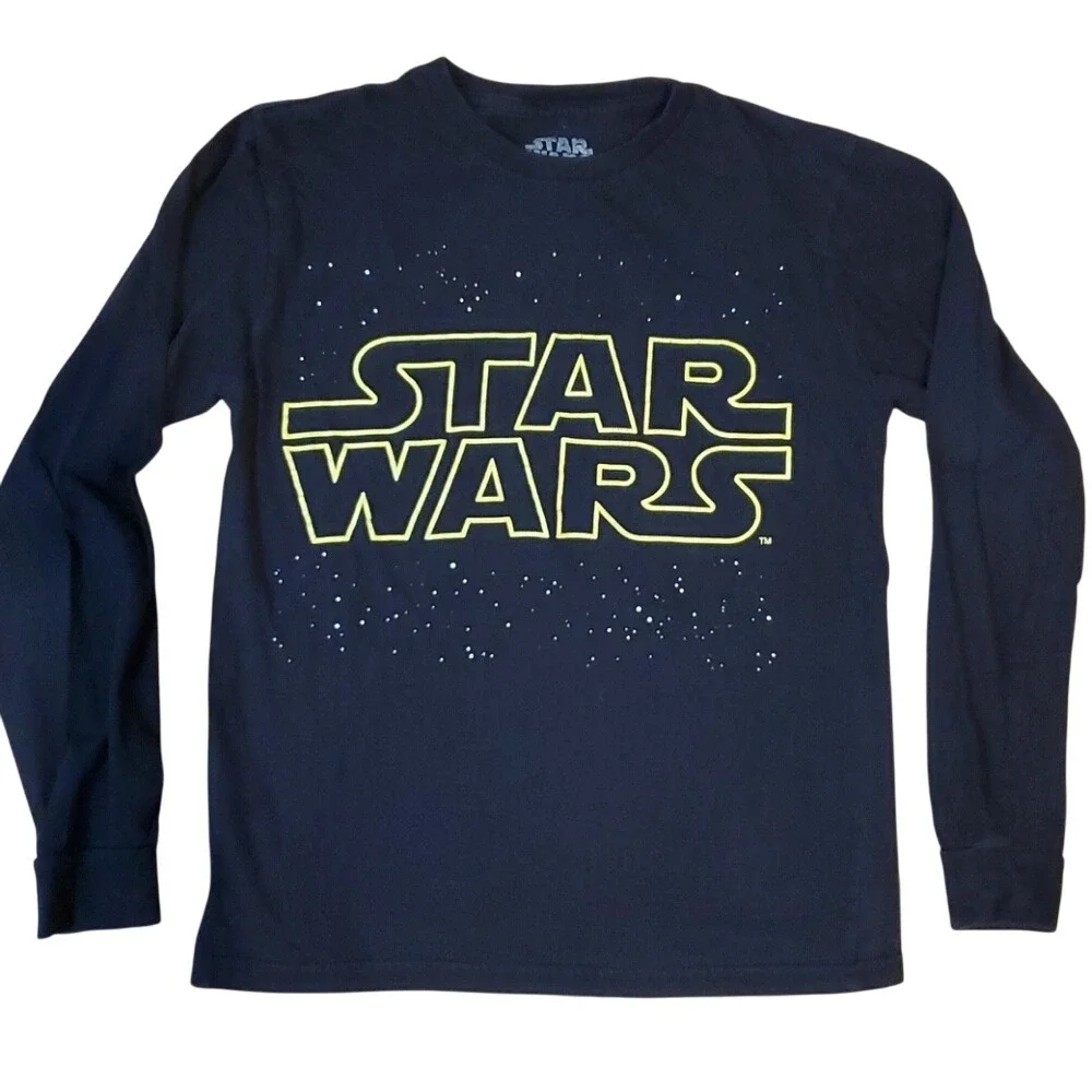 Star Wars Boys Black Long Sleeve Logo‎ Shirt Size Medium