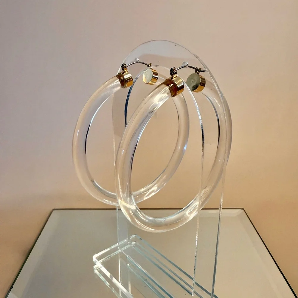 Crystal Clear Resin Hoop Earrings