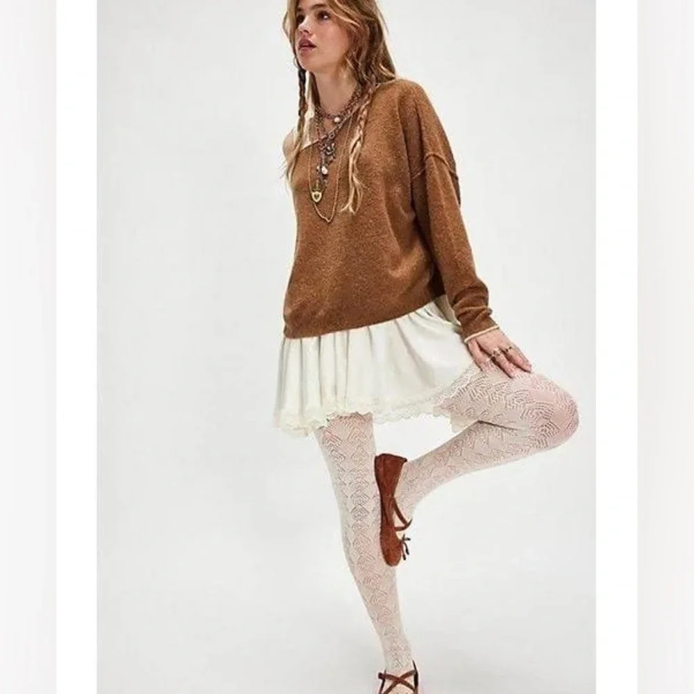Free People Pointelle Tights Natural Color One Size New in package