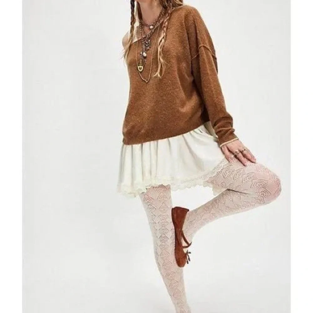 Free People Pointelle Tights Natural Color One Size New in package