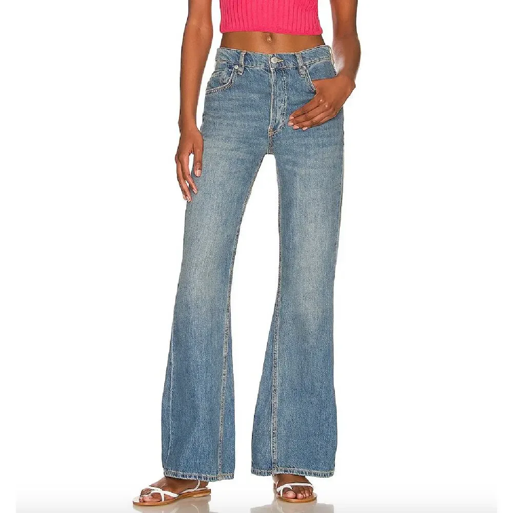 We The Free People New Dawn Flare Jeans High Waist Belgrade Blue SZ 31 NWT