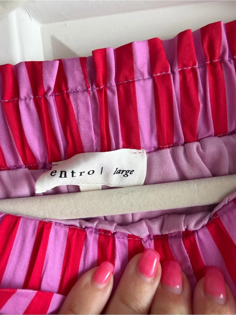 entro Pink and Hot Pink Striped Two-Piece Tank and Shorts Set