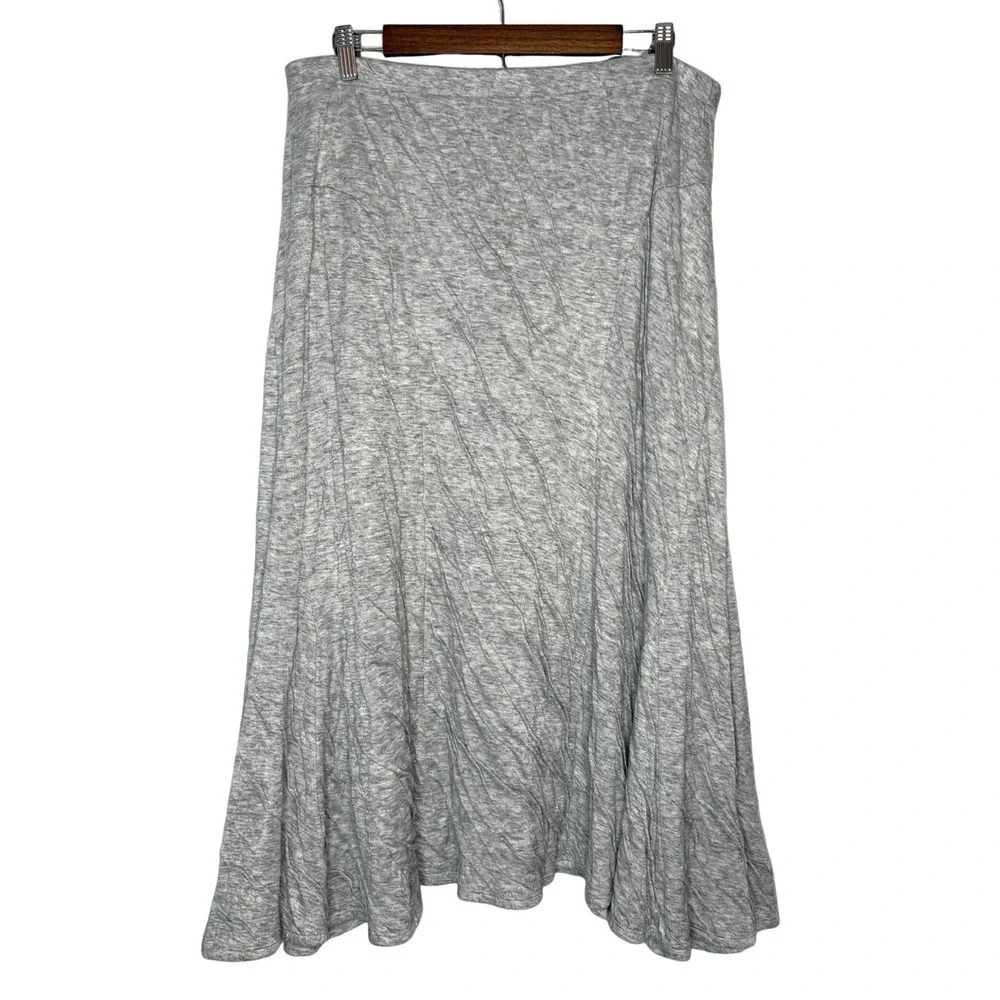 J Jill Pure Jill Midi Skirt M Wool Blend Crinkle Pull On Elastic Minimalist