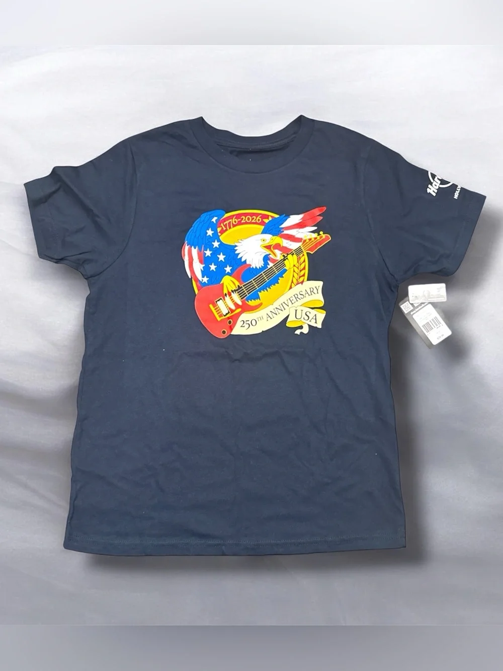Hard Rock Youth USA 250th Anniversary T-Shirt Size L Navy Blue