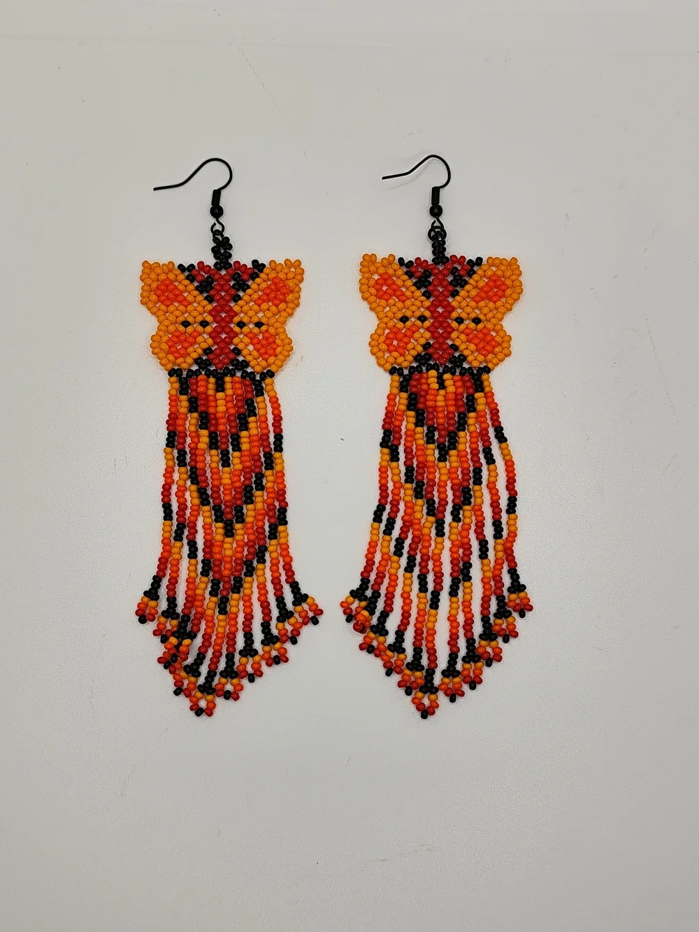 Yellow and Black Beaded Butterfly Fringe Earrings - Women Jewelry