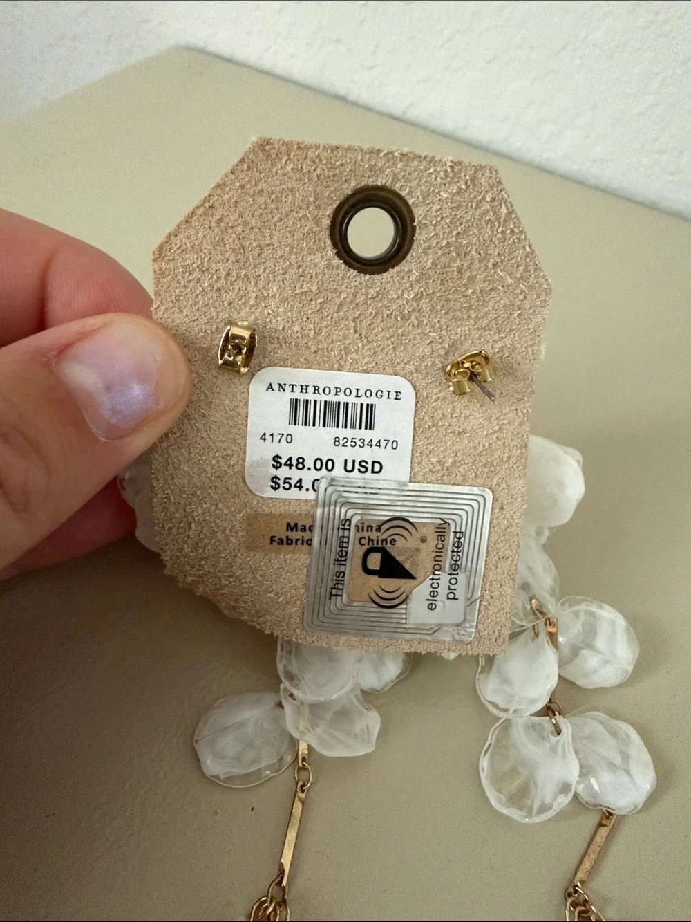 Anthropologie White Blossom Cascade Drop Earrings