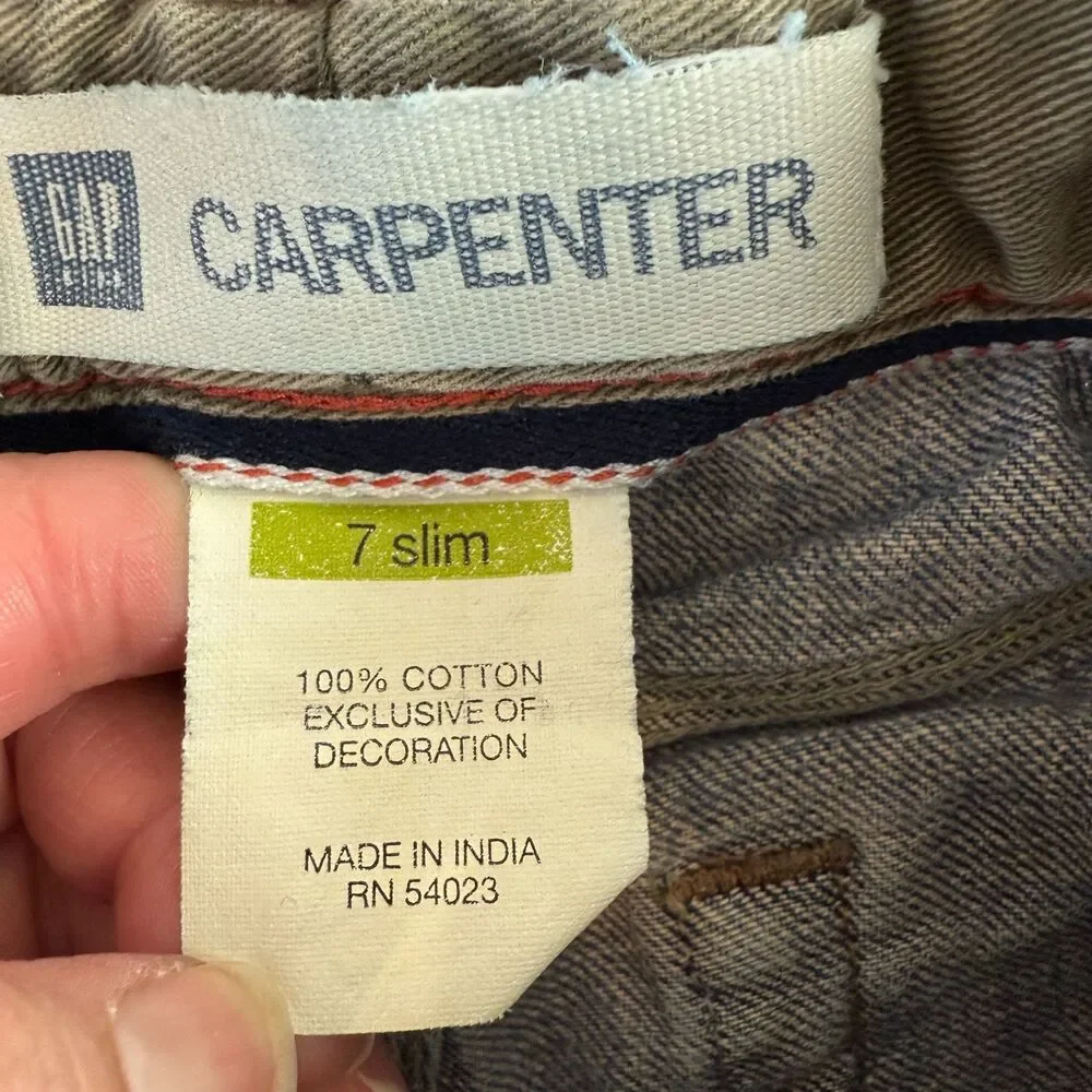 Gap Kids Boys Denim Carpenter Blue Jean Shorts 100% Cotton Size 7 Slim