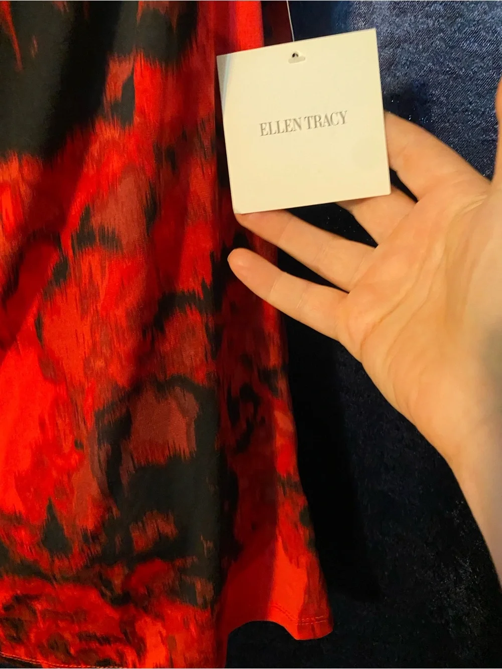 Ellen Tracy Red and Black Abstract Print Sleeveless Blouse XL