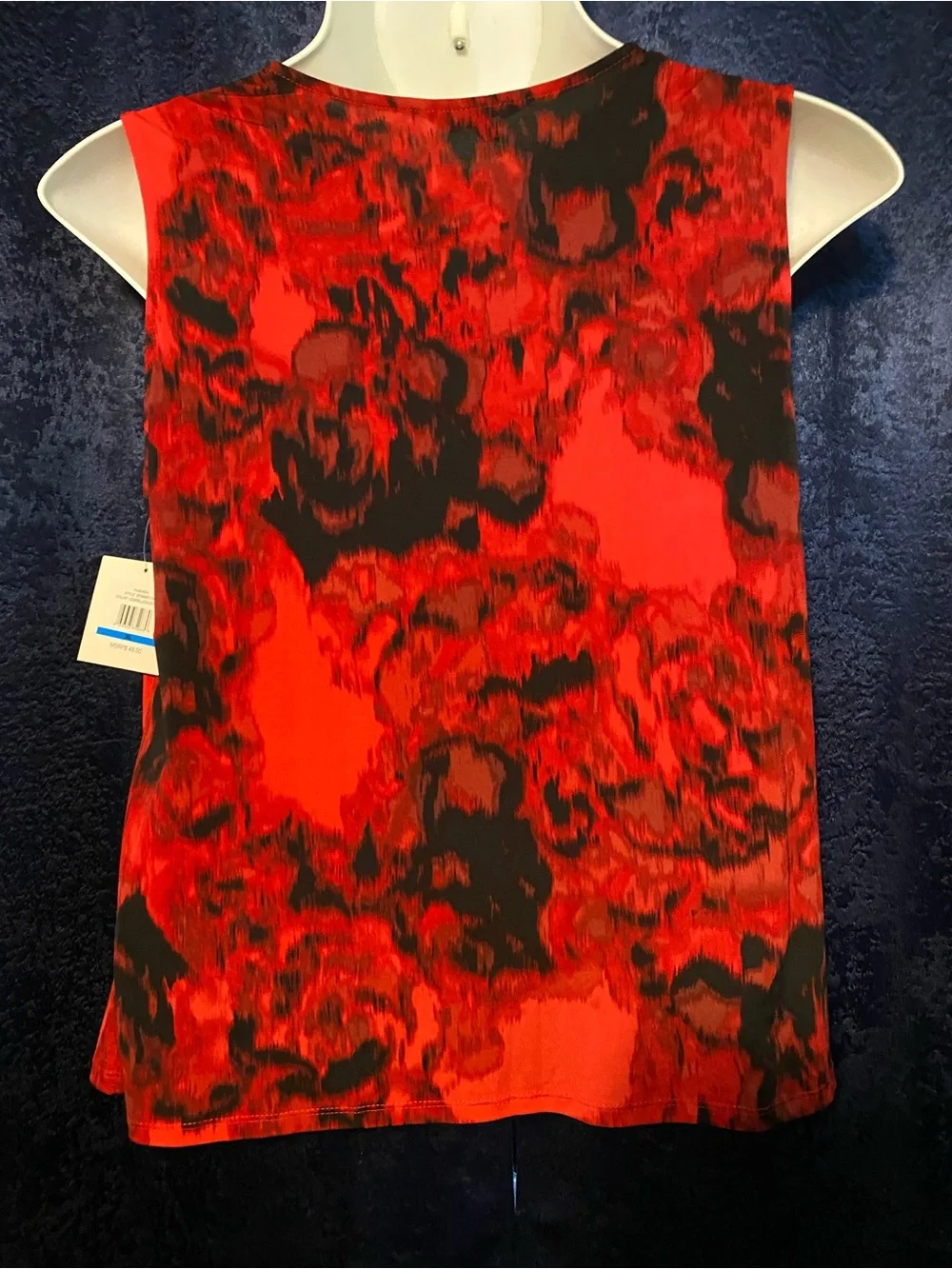 Ellen Tracy Red and Black Abstract Print Sleeveless Blouse XL
