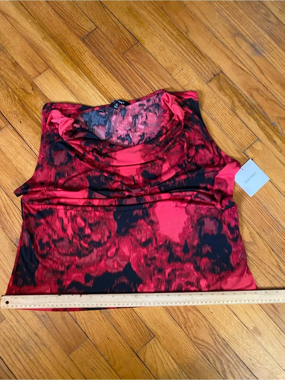 Ellen Tracy Red and Black Abstract Print Sleeveless Blouse XL