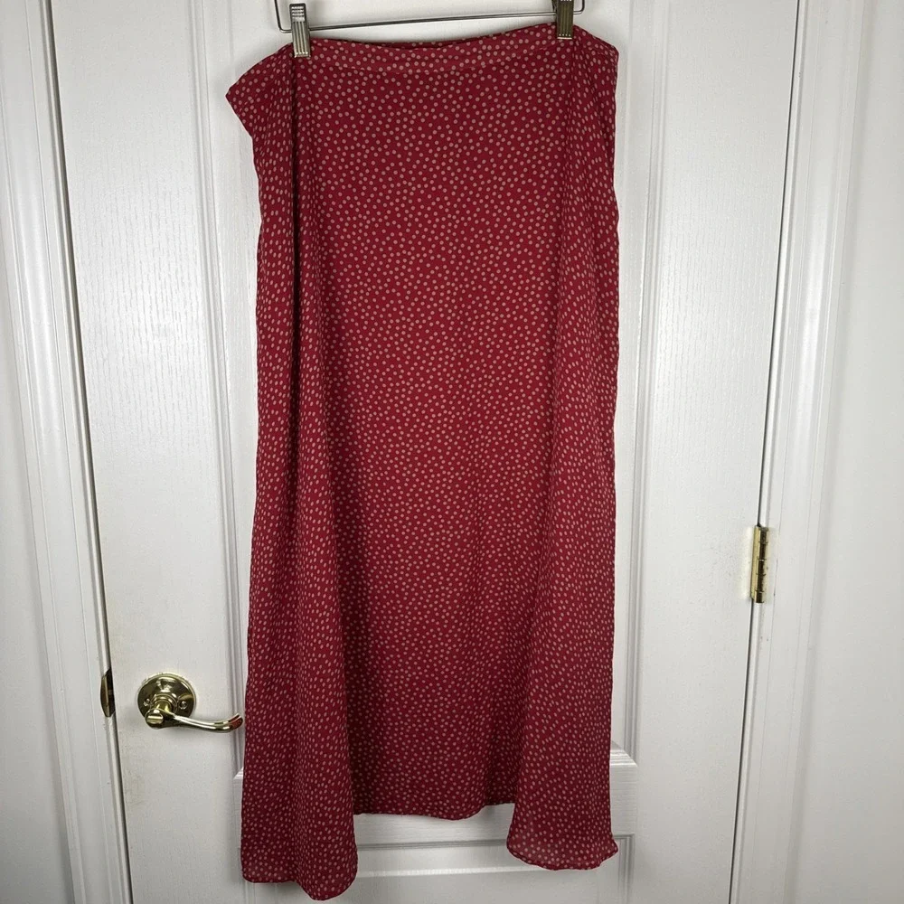 Kasper Red Polka Dot Midi Skirt Size 16 Plus A-Line Career Office Wear