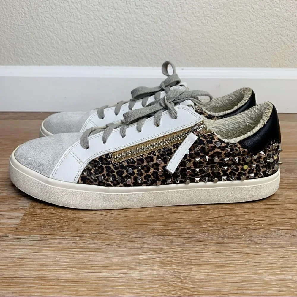Steve Madden Women’s Size 11 Parka Studded Zippered Leopard Sneakers, Size 11