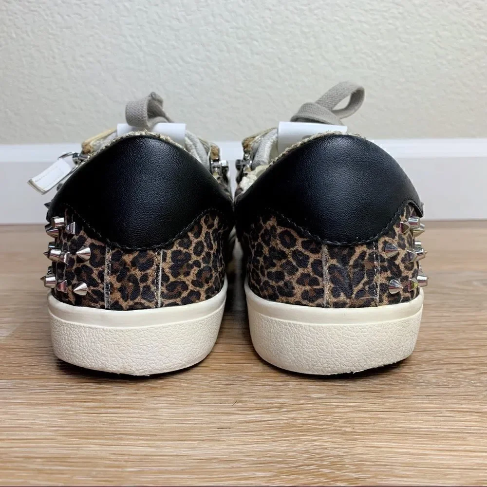 Steve Madden Women’s Size 11 Parka Studded Zippered Leopard Sneakers, Size 11