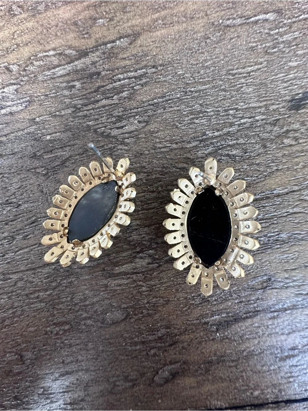 Prototype Kendra Scott - Gold-Tone Black Marquise Crystal Halo Stud Earrings
