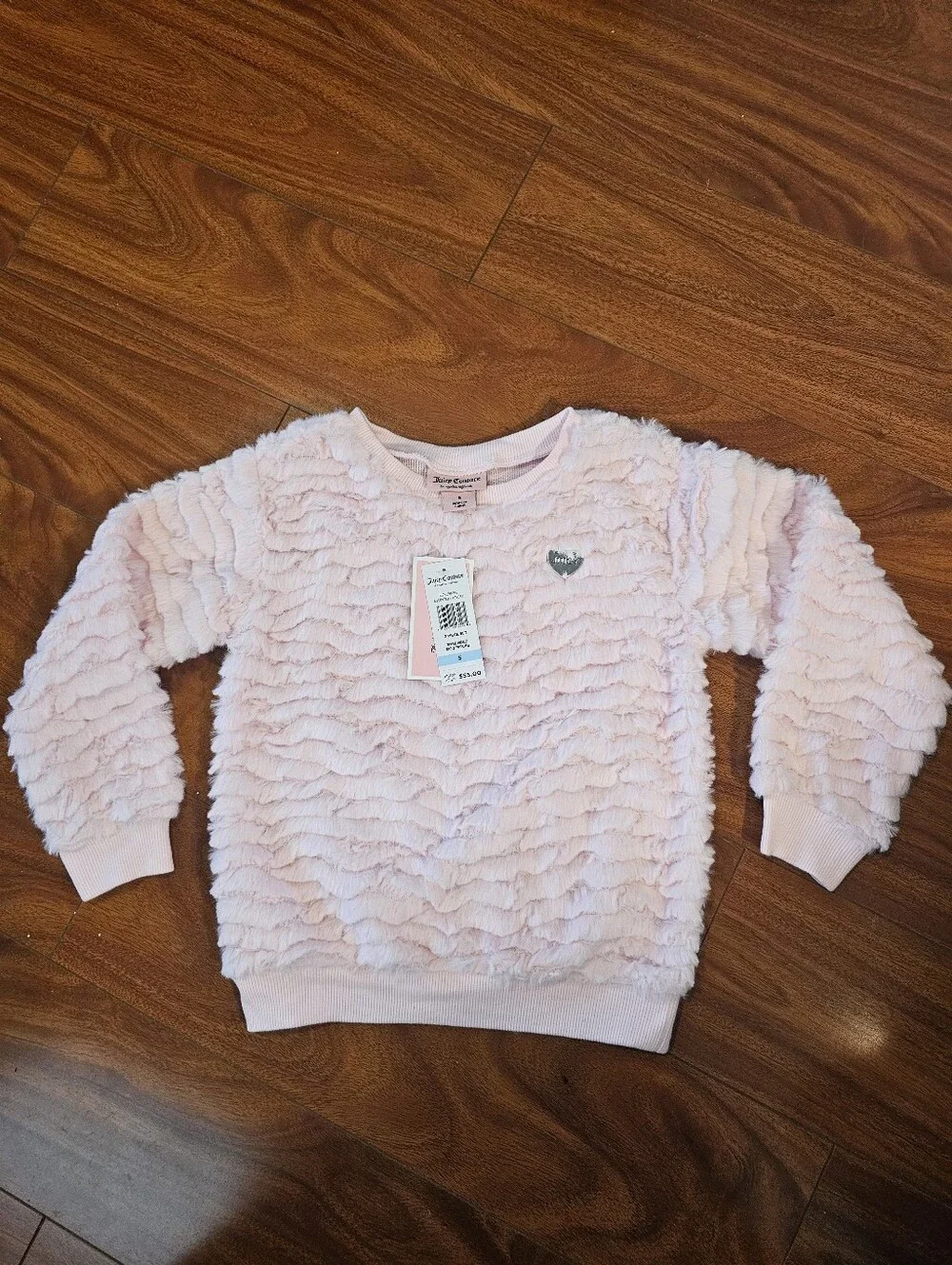 NWT Juicy Couture Girls 2 PC Set Size 5 Pink Fuzzy Sweater & Monogram Leggings