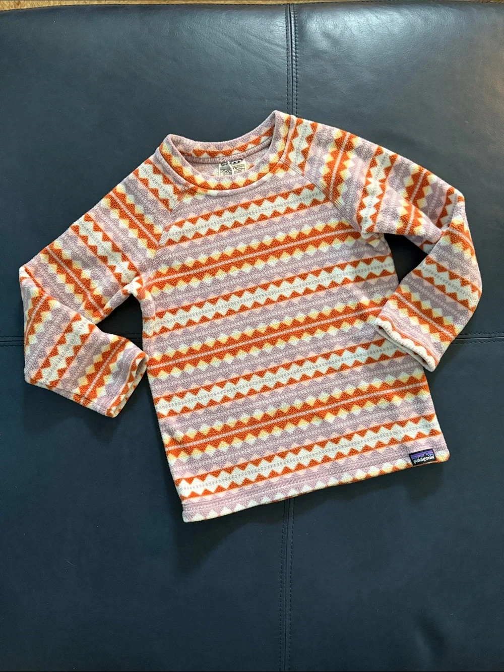 PATAGONIA Kids Long-Sleeve Patterned Crewneck Shirt - Pink & Orange