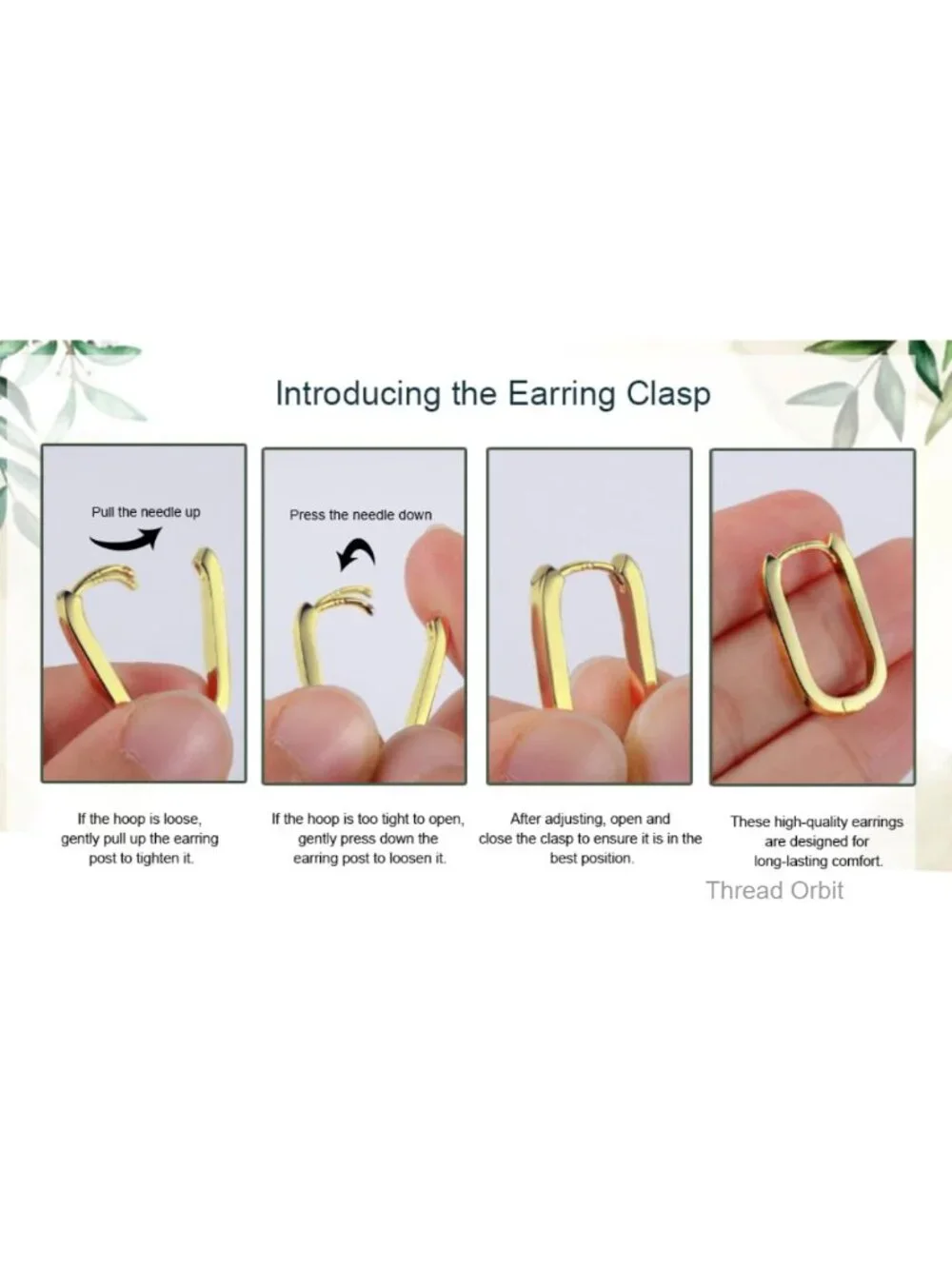 14K Gold Plated Silver Small Square Hoop Earrings Hypoallergenic Geometric