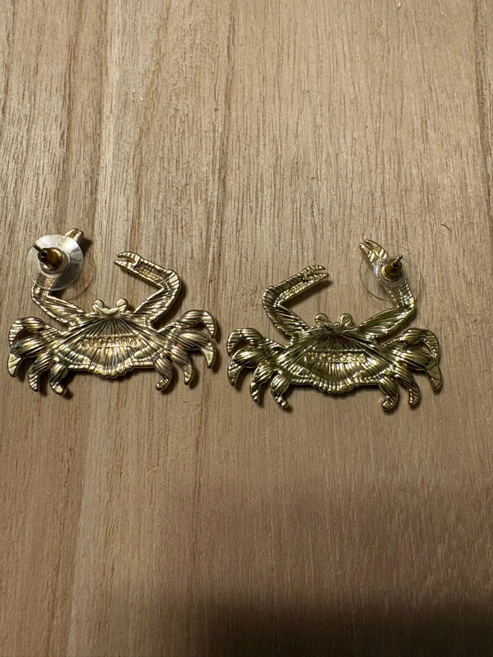 SugarFix Baublebar Gold-Tone Teal Crab Earrings with Blue Accent Stones