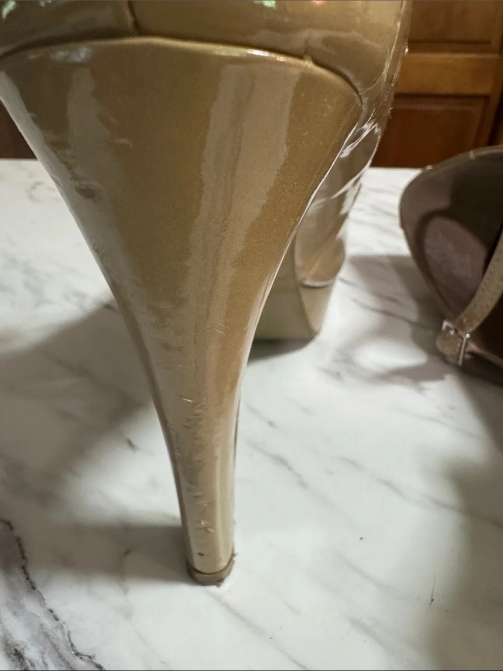 LC Lauren Conrad Patent Mary Jane Platform Heels in Tan